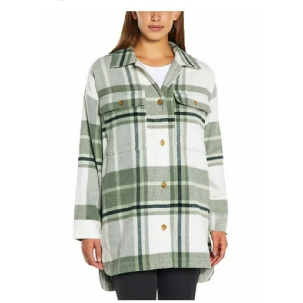 BANANA REPUBLIC WOMEN'S WOOL BLEND FLANNEL SHACKET TUNIC JACKET SIZE M